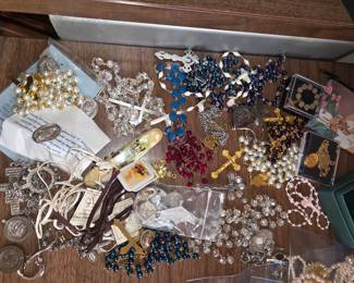 Rosaries, religious medals
