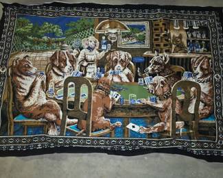 Vintage wall tapestry - Dogs playing poker