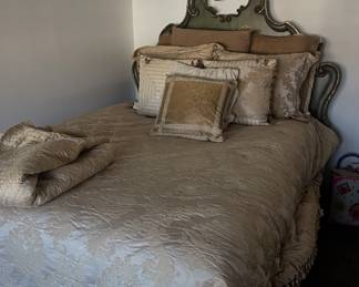 Gorgeous patina green queen bed with or without mattress/ bedding sold separately 