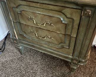 One matching nightstand to green queen bed