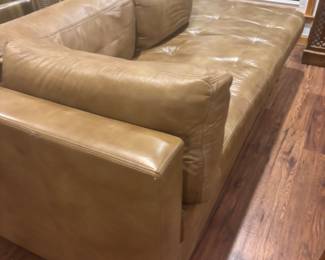 Olive colored soft leather sofa / couch/chaise