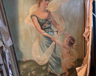 Antique oil painting / canvas was damaged  in the moving process 