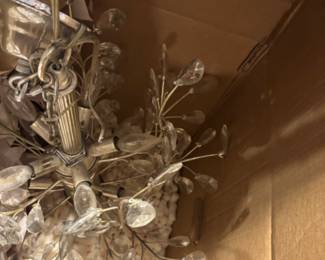Glass chandelier boxed and ready to go