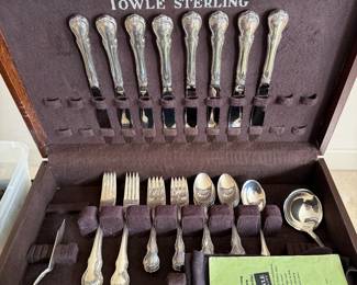 Towle Sterling French Provincial 4 piece service for 8 plus serving pieces in silver chest - no monograms