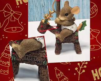 Fitz Floyd  Charming Tails  Christmas Carousel First Christmas  Limited Edition  Retired