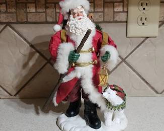 Vintage Paper Mache Santa Clause With Polar Bear 