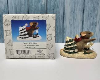 Fitz Floyd  Charming Tails  Winter WhirlWind GL Christmas Barn  Special Edition 1999 Retired