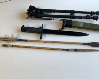 Native American Arrows , bayonet, and bipod
