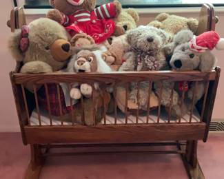 Wood Rocking Crib Toy Storage Bench 