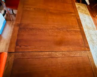 Large Antique Oak Extending Drawleaf Dining Table