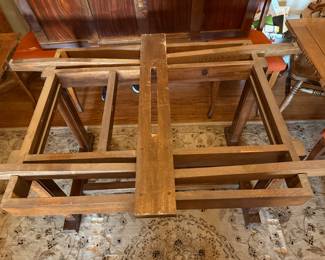 Large Antique Oak Extending Drawleaf Dining Table