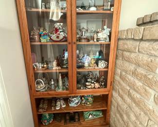 Solid Oak Lighted Curio Cabinet