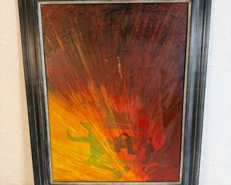 This is a mid-century Ozz Franca Brutalist impasto cityscape painting.