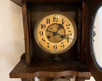 his is an antique Gustav Becker wall clock, a German-made timepiece from the late 19th or early 20th century, known for its craftsmanship and precision.