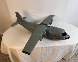 True Heroes AB-115 Shark Cargo Plane toy.
It is a large military-style cargo plane playset, often associated with the Chap Mei Sentinel 1 line.