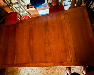 Large Antique Oak Extending Drawleaf Dining Table