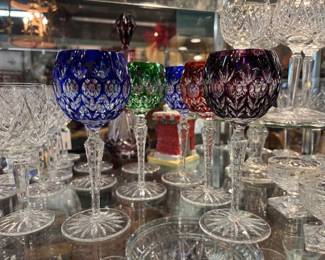 Dynasty by Godinger cut to clear hock glasses- can be sold as set of 8 or set of 4. 2 of each color.