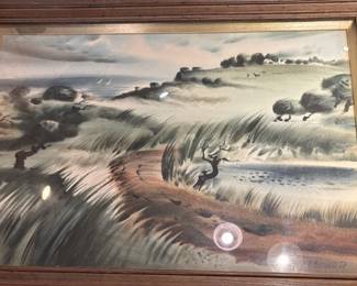 Paul E. Maxwell original watercolor 1956 Texas artist 