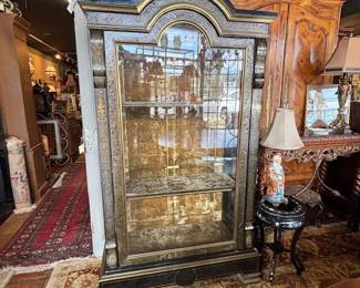 Pair of boulle cases with antique velvet interiors in wonderful condition