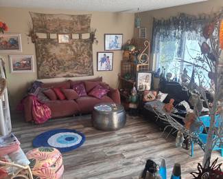 Beautiful Boho Art and Furniture. Lots of Southwest Paintings, Furniture and Figurines. European Antiques, Unique Christmas Decor/Ornaments, Kitchenware, Salt & Pepper Shakers, Lamps, Patio Furniture, Potted Plants, Linens, Decorative Throw Pillows, CDs, Dining Room Set, New Age Decor, Rugs. Polar Bear Figurines, Books, Glassware, Mirrors, Sofas, Shelving Units, TVs, Tiger/Big Cat Decor, Wolf Decor, Angel Decor, Signed Artwork, etc. Flexible pricing, willing to make deals.