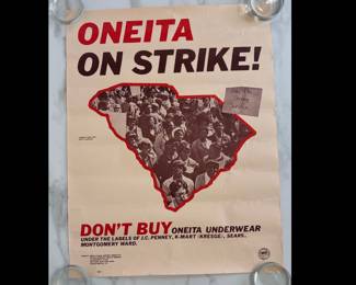 Lot 9748 Vintage 1970s Oneita on Strike Knitting Mills Protest Poster  Textile Workers Union