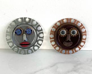 Lot 9268 Jim Shores Upcycled Metal Folk Art Face Wall Hangings