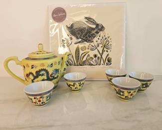 Lot 9418 Asian Tea Set  Sam Wilson Headlong Hare Signed Art Print