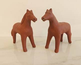 Lot 9586 Vintage Handmade Terracotta Horse Figurines