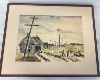 Lot 9043 Harris Barron Signed Nantucket Watercolor Painting Wall Art