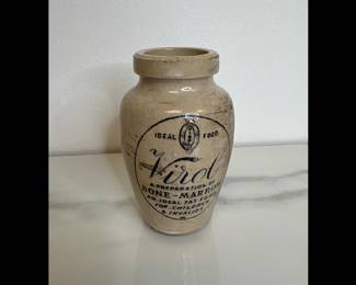 Lot 9656 Antique Virol Bone Marrow Ideal Food Stoneware Jar