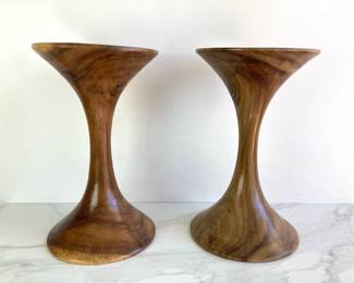 Lot 9252 Acacia Pedestal Side Tables