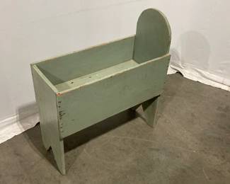 Lot 9707 Primitive Painted Wooden Cradle