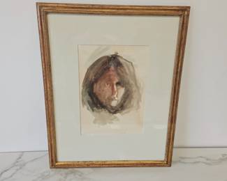 Lot 9759 Margaret Bardwell White Signed Art Self Portrait in Watercolor