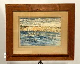 Lot 9291 1958 Michael Engel Signed Watercolor Painting Nautical Art