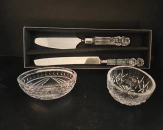 Lot 9445 Waterford Crystal Serving Cutlery  Bowls