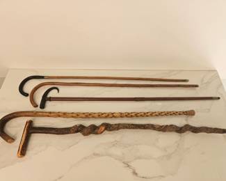 Lot 9632 Antique Vintage Wooden Canes Walking Sticks