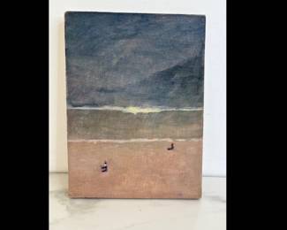 Lot 9607 Original Art Beach Scene Painting on Canvas  Unsigned