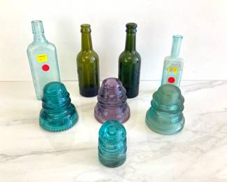 Lot 9285 Antique Glass Insulators  Glass Bottles