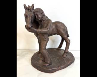 Lot 9605 Vintage Austin Production Girl Feeding HorseSculpture