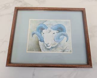 Lot 9325 UNC Carolina Victory Eleanor Wiles Watercolor Art Print