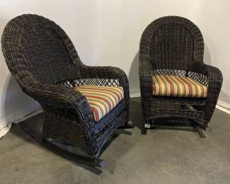 Lot 9332 Poly Wicker Rocker Patio Arm Chairs