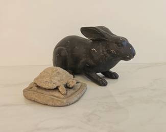 Lot 9589 Rabbit Figure  Stone Garden Turtle