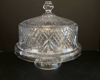 Lot 9286 Dublin Crystal Footed Cake Dome or Covered Appetizer Done if you flip it upside down