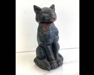 Lot 9280 Antique Vintage Black Cat Cast Iron Cat Doorstop