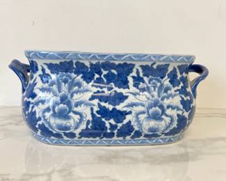 Lot 9773 Blue  White Planter Floral Container