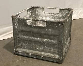 Lot 9689 Antique Bordens Metal Milk Crate Protected by Pinkertons Detective Agency