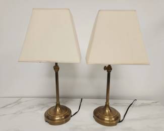 Lot 9483 Vintage Brass Table Lamps  Adjustable Height