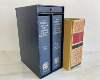 Lot 9287 Vintage Compact Oxford English Dictionary 2 vol. OED  Websters Dictionary