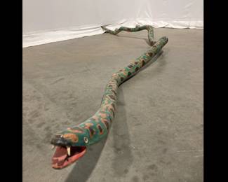 Lot 9709 7ft Folk Art Carved Wood Snake