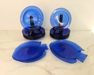 Lot 9306 Arcoroc France Cobalt Blue Plates  Fish Plates